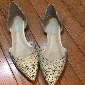 Betsy Johson Blue Flat Wedding Shoe
